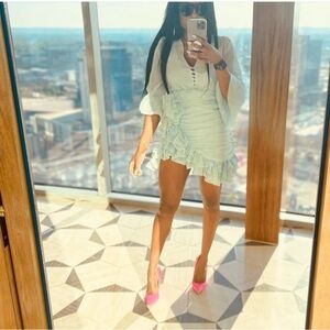 Elegant Mint Green Ruffle Dress